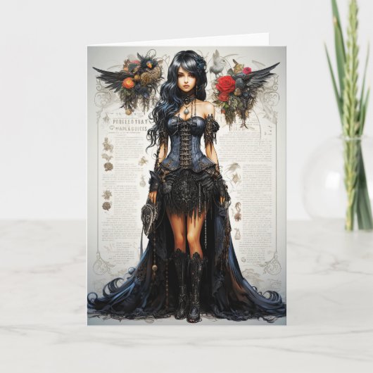 Fantasy Gothic Meisje Wenskaart Bedankkaart (Voorkant)