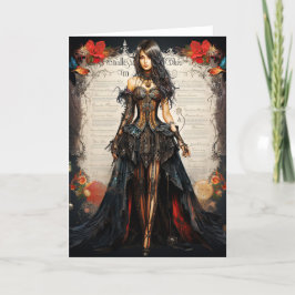 Fantasy Gothic Meisje Wenskaart Bedankkaart