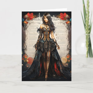 Fantasy Gothic Meisje Wenskaart Bedankkaart