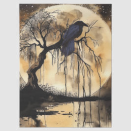 Fantasy Gothic Raven & Moon beroemd gemaakt Tissuepapier
