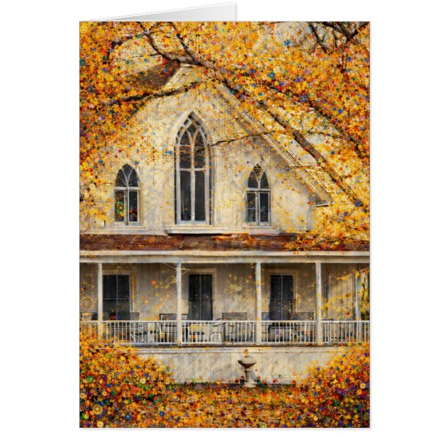 Fantasy Gothic-Revival Carpenter House Folded Card (Voorkant)