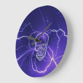 Fantasy Gothic Skull Bone Lightning Blue Grote Klok (Hoek)