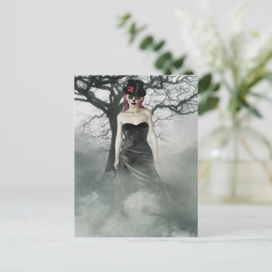 Fantasy gothic vrouw briefkaart (Staand voorkant)