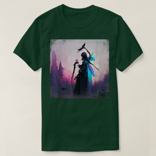 Fantasy Gothic Witch Angler Faery Mage Bossen Fair T-shirt (Design voorkant)