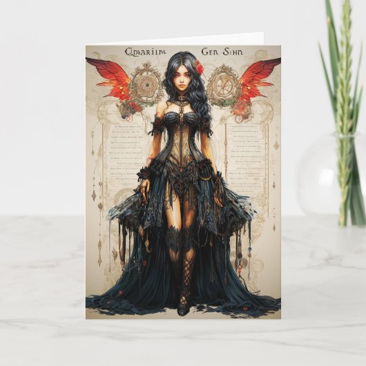 Fantasy Gotische Meisje Wenskaart Bedankkaart (Voorkant)