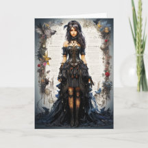 Fantasy Gotische Meisje Wenskaart