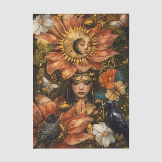 Fantasy Gotische Tuin Collage Decoupage Mot Tissuepapier (Voorkant)