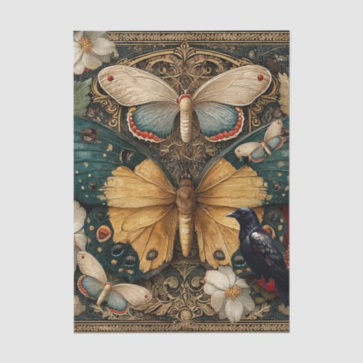 Fantasy Gotische Tuin Collage Decoupage Mot Tissuepapier (Voorkant)