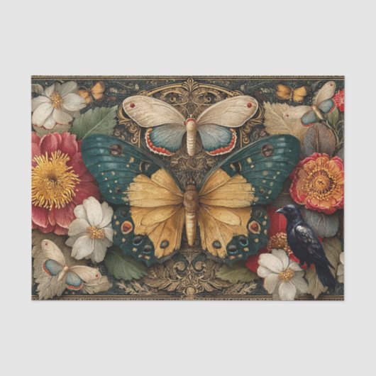 Fantasy Gotische Tuin Collage Decoupage Mot Tissuepapier (Voorkant)