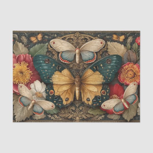 Fantasy Gotische Tuin Collage Decoupage Vlindermot Tissuepapier (Voorkant)