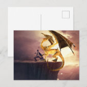Fantasy Gouden Draak Briefkaart (Voorkant / Achterkant)