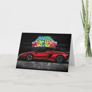 Fantasy Graffiti Dream Car Verjaardag Kaart