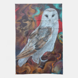 Fantasy Graffiti Snowy Owl Theedoek