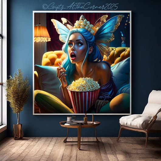 Fantasy Grappig mooi fee kijken film Canvas Afdruk