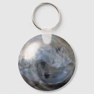 Fantasy Gray Wolf Crystal Ball Magic Animal Sleutelhanger