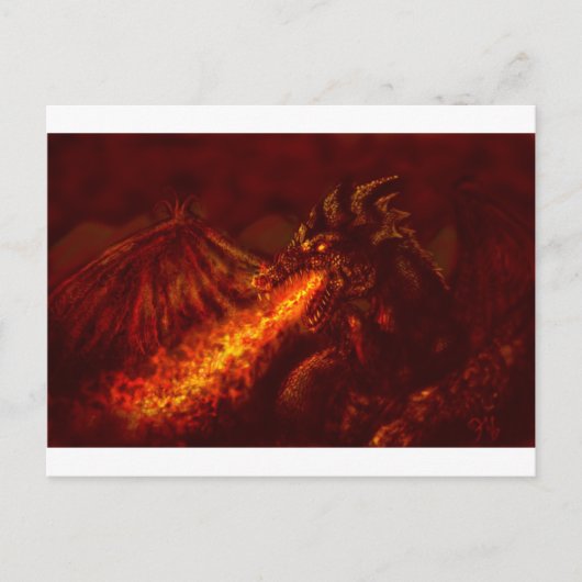 Fantasy Great Red Dragon Breking Fire Briefkaart (Voorkant)