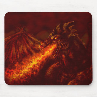Fantasy Great Red Dragon Breking Fire Muismat