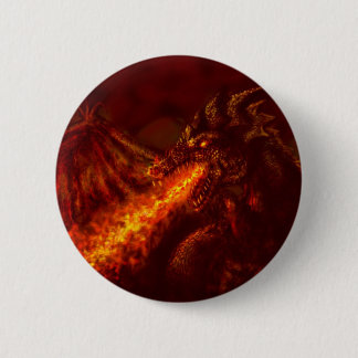Fantasy Great Red Dragon Breking Fire Ronde Button 5,7 Cm