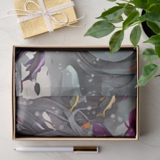 Fantasy Grijs en Roze Waterverf Zeemeermin Tissuepapier (Geschenk)