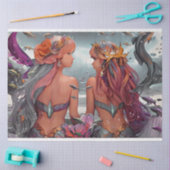 Fantasy Grijs en Roze Waterverf Zeemeermin Tissuepapier (Craft)