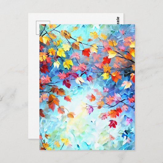 Fantasy grillige penseelstreken overal bladeren gr briefkaart (Voorkant / Achterkant)