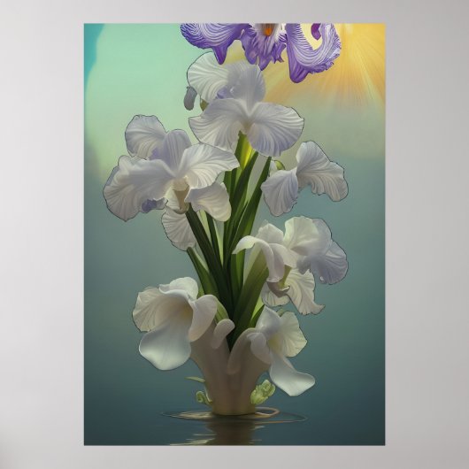 Fantasy Grote Witte Iris Poster (Voorkant)