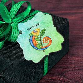 Fantasy Hagedis op Branch Big Eyes Groen Blauw Mix Bedankjes Labels