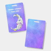 Fantasy Halve Maan Met Gezicht Decoraties Paars Badge (Voor- en achterkant)