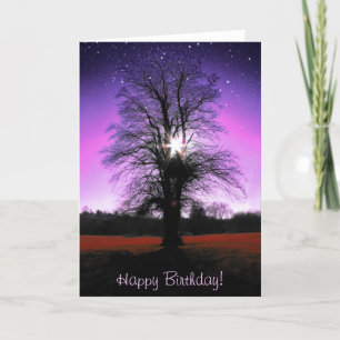 Fantasy Happy Birthday-kaart met een boom Kaart
