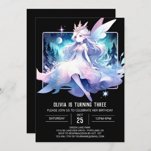 Fantasy Happy Fairy Verjaardag Kaart (Voorkant / Achterkant)