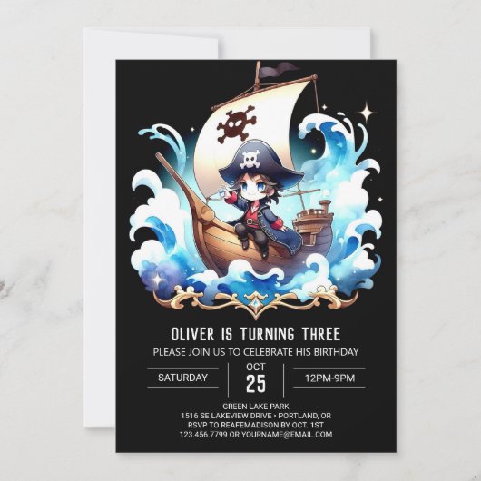 Fantasy Happy Pirate Verjaardag Kaart (Voorkant)