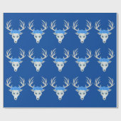 Fantasy Head of White Deer Blue Rozen Antlers Cadeaupapier (Vlak)