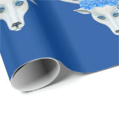 Fantasy Head of White Deer Blue Rozen Antlers Cadeaupapier (Rol Hoek)