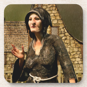 Fantasy Heks Middeleeuws Dorp Halloween Bier Onderzetter