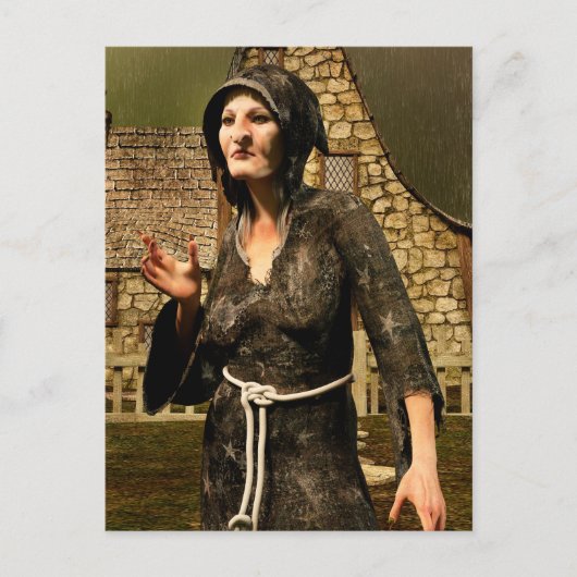 Fantasy Heks Middeleeuws Dorp Halloween Briefkaart (Voorkant)