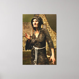Fantasy Heks Middeleeuws Dorp Halloween Canvas Afdruk
