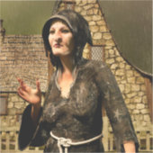 Fantasy Heks Middeleeuws Dorp Halloween Sticker (Voorkant)