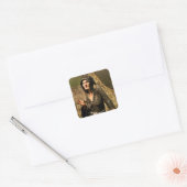 Fantasy Heks Middeleeuws Dorp Halloween Vierkante Sticker (Envelop)