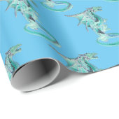 Fantasy Hemelblauwe Draak in Hemelse Tinten Cadeaupapier (Rol Hoek)