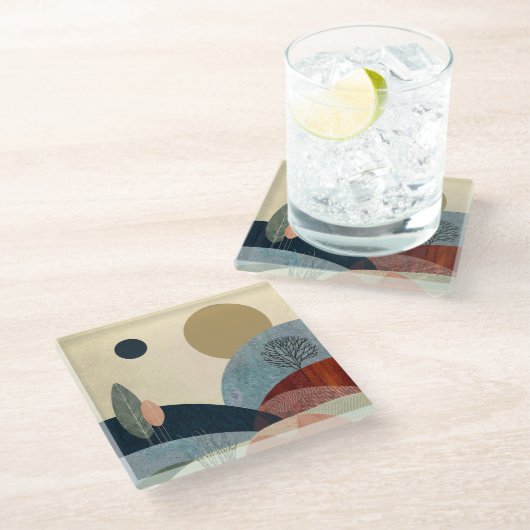 Fantasy Hills Landschap Glazen Onderzetter (Schuin)