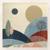 Fantasy Hills Landschap Glazen Onderzetter (Voorkant)