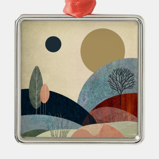 Fantasy Hills Landschap Metalen Ornament (Voorkant)