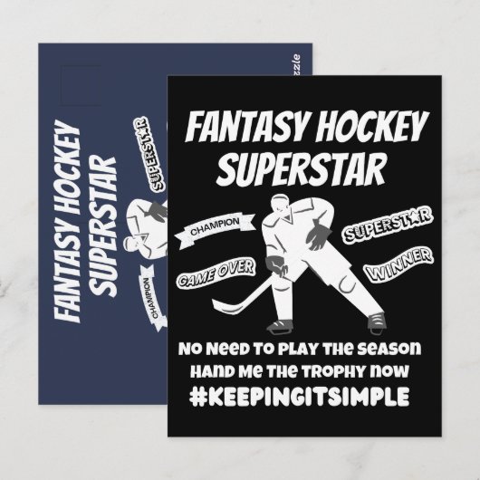 Fantasy hockey superstar houdt het simpel briefkaart (Voorkant / Achterkant)
