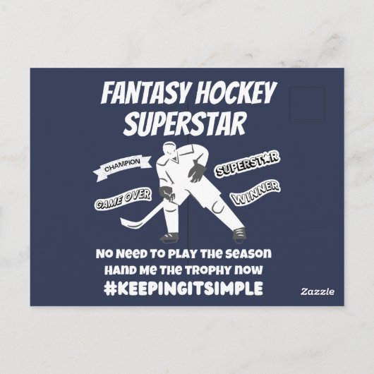 Fantasy hockey superstar houdt het simpel briefkaart (Achterkant)