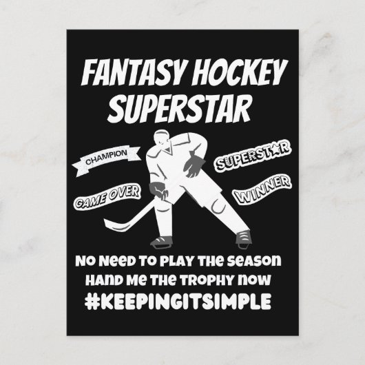 Fantasy hockey superstar houdt het simpel briefkaart (Voorkant)