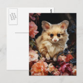 Fantasy Hondenmuis in de Bloemen Briefkaart (Voorkant / Achterkant)