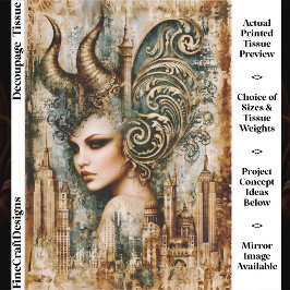 Fantasy Hoornige Vrouw, Donkere Academics FT5L Dec Tissuepapier