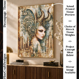 Fantasy Hoornige Vrouw, Donkere Academics FT5R Dec Tissuepapier