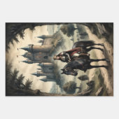 Fantasy horror middeleeuws kasteel en koningin inpakpapier vel (Voorkant 2)