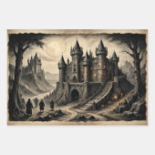 Fantasy horror middeleeuws kasteel en koningin inpakpapier vel (Voorkant)